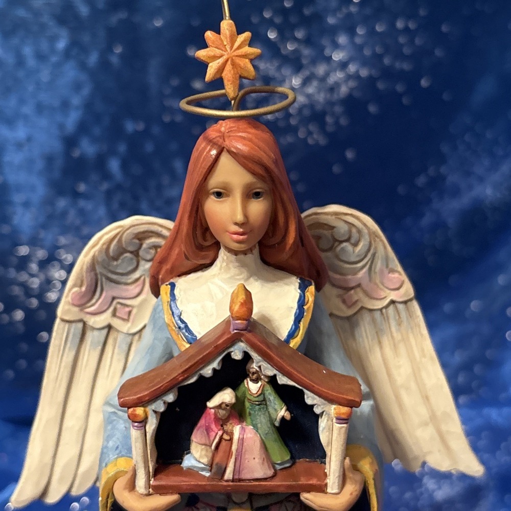 Jim Shore Angel Nativity Scene Christmas Ornament Holding Stable - Picture 9 of 15